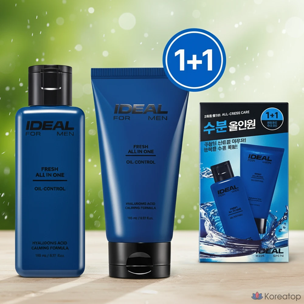 Набор для ухода Ideal For Men Fresh All-in-One Renewal, 150 мл + 150 мл + тканевая маска для лица, 2 шт.