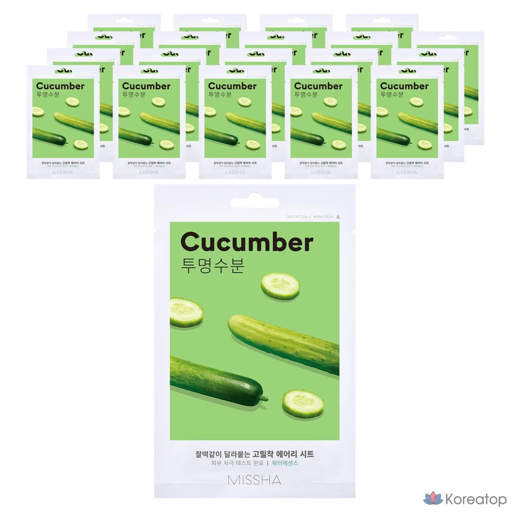 Тканевая маска для лица Missha Airy Fit Sheet Mask Cucumber, 20 шт.