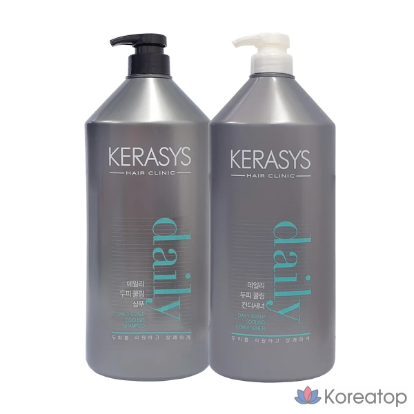 Охлаждающий шампунь для кожи головы KeraSys 1500 мл + кондиционер 1500 мл, 1 шт., 3 л