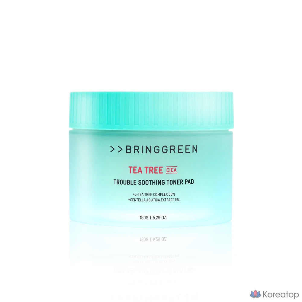 Тонизирующие подушечки для лица Bring Green Tea Tree Cica Trouble, 90 листов, 1 упаковка.