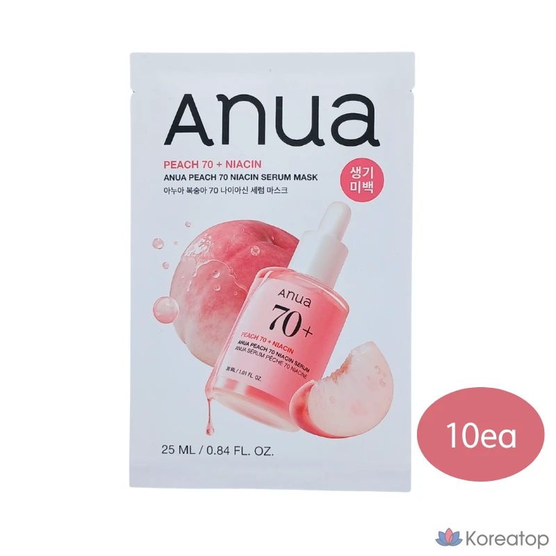 Тканевая маска для лица Anua Peach 70 Niacin Serum Mask, 10 шт.