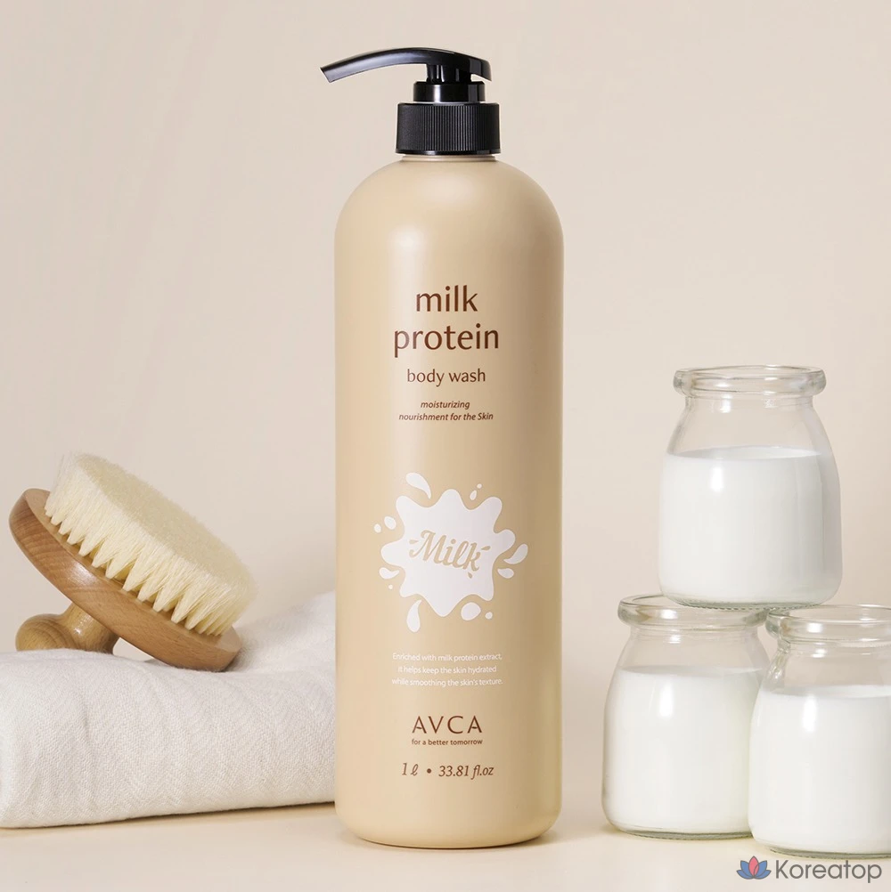 Гель для душа AVCA с козьим молоком и молочным протеином, аромат детской присыпки, 1 л, 1 шт.