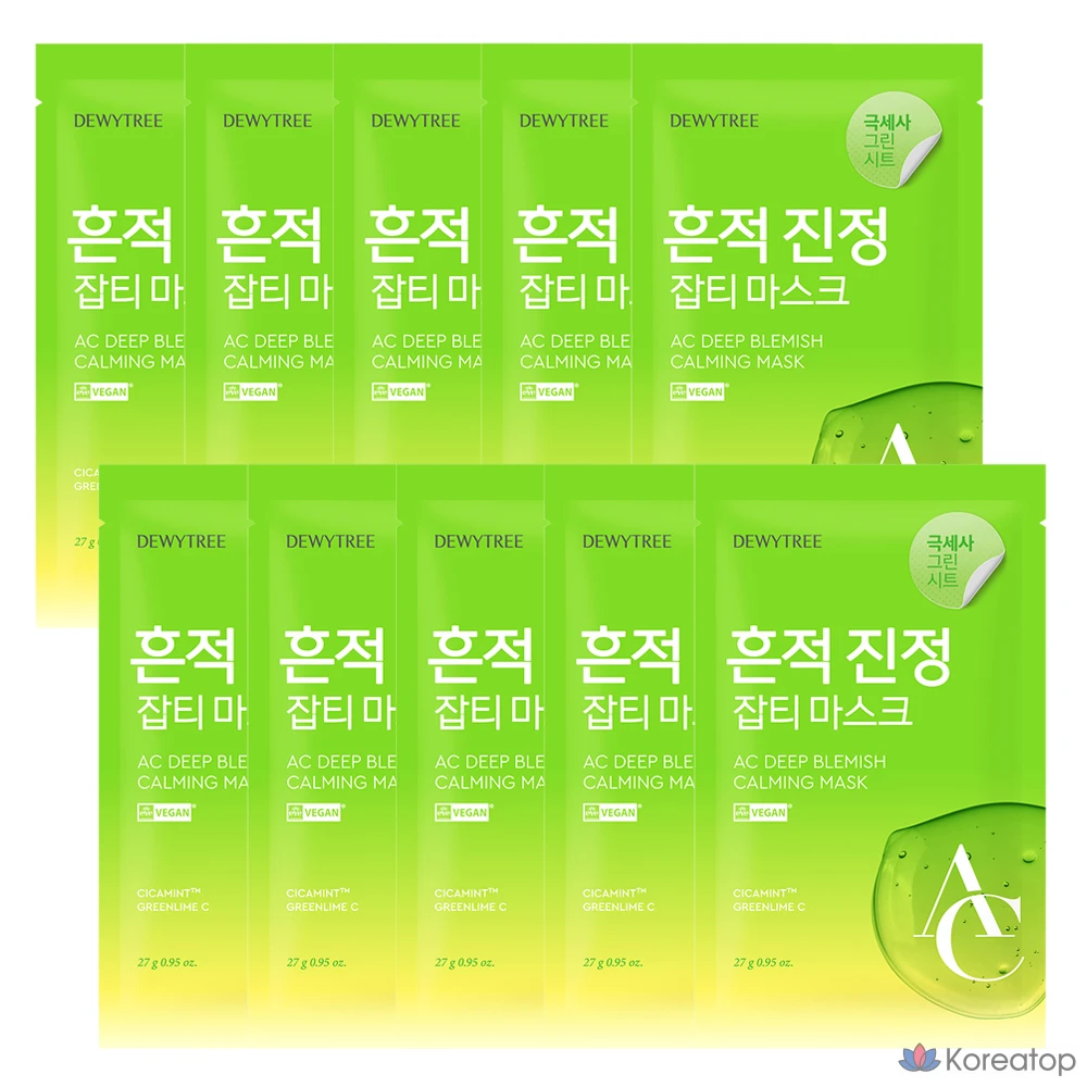 Успокаивающая маска для лица Dewtree AC Deep Trace, 1 упаковка, 10 штук.