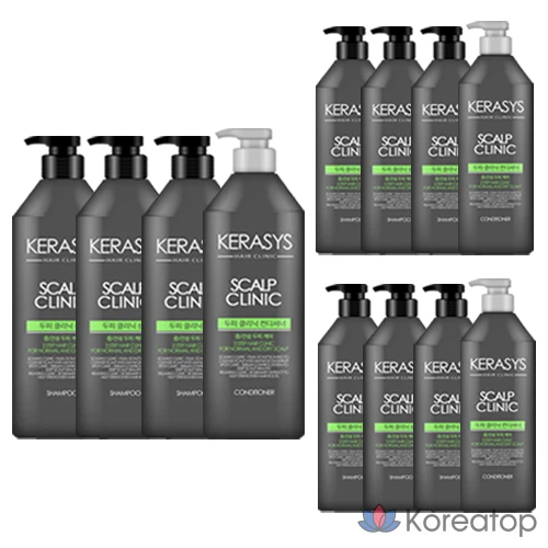 Набор для ухода KeraSys Scalp Clinic Original Shampoo 750ml x 3p + Rinse 750ml x 1p, 3 шт.