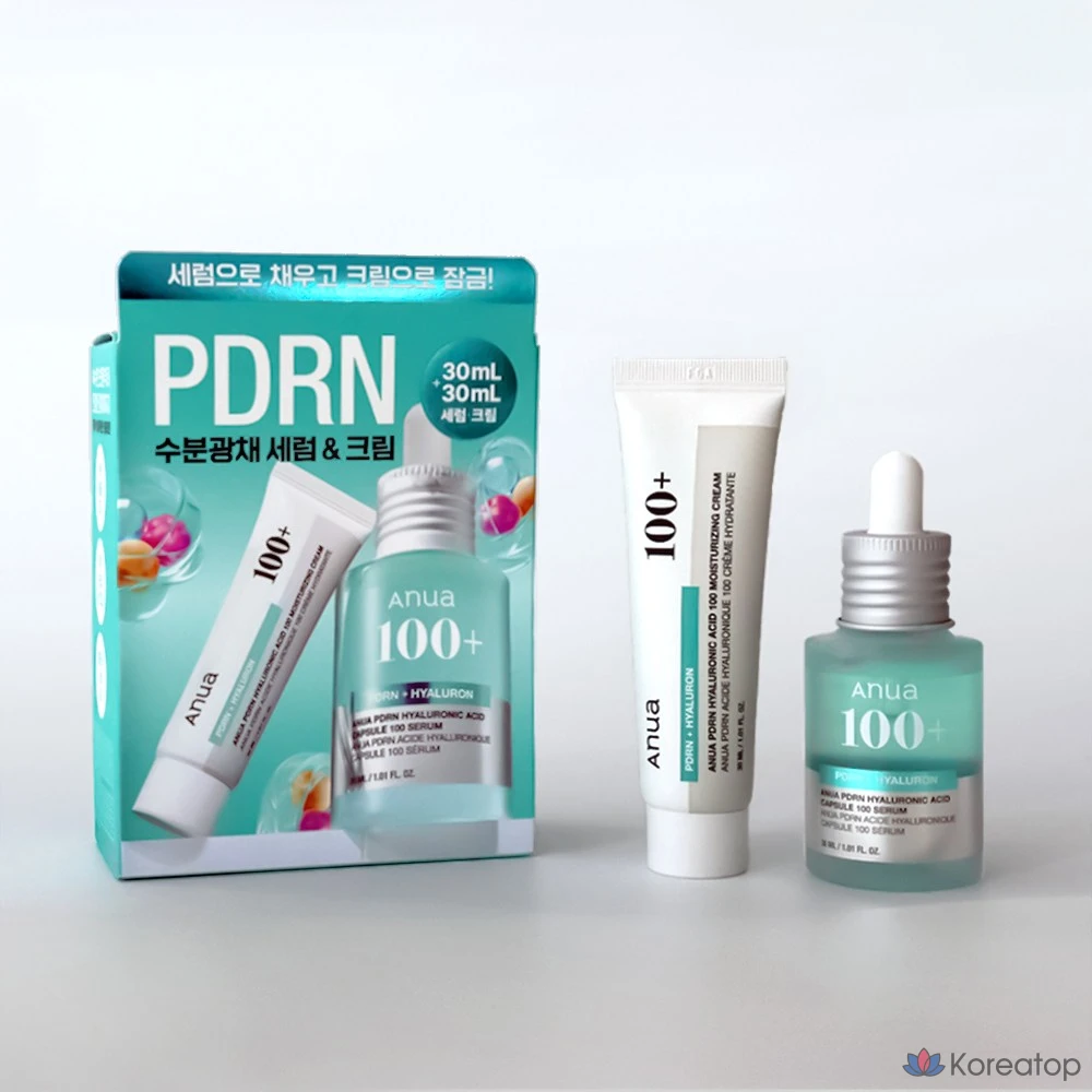 Набор Anua PDRN Гиалуроновая кислота Капсулы Сыворотка 30 мл + PDRN Гиалуроновая кислота Увлажняющий крем 30 мл, 1 шт.