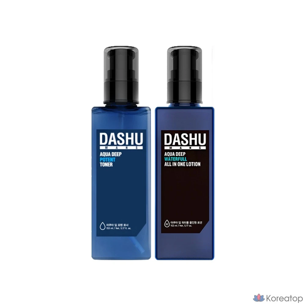 Набор для ухода DASHU Men's Aqua Deep Potent Toner + Waterful All-in-One Lotion Set, 4 шт., фото 2