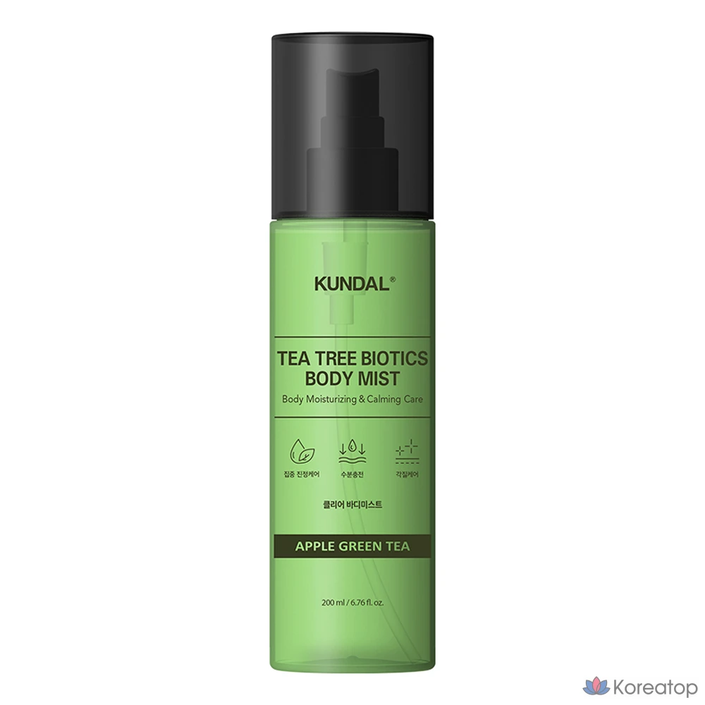 Спрей для тела Kundal Tea Tree Biotics Clear Body Mist с ароматом яблока и зеленого чая, 200 мл, 1 шт.