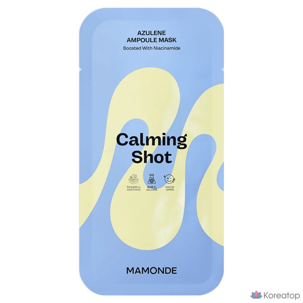 Увлажняющая и успокаивающая маска-ампула Mamonde Moist and Easy Calming Shot с азуленом, 23 мл, 1 упаковка.