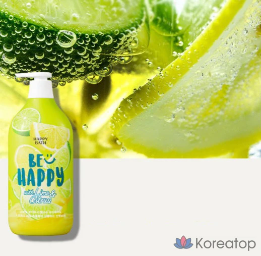 Гель для душа Happy Bath Smile Wellness с лаймом и цитроном, 900 г, 1 упаковка.