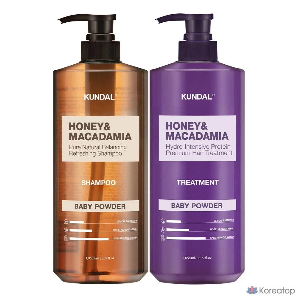 Kundal Nature Шампунь + Лечение 1058 мл Набор детской присыпки, 1 шт.