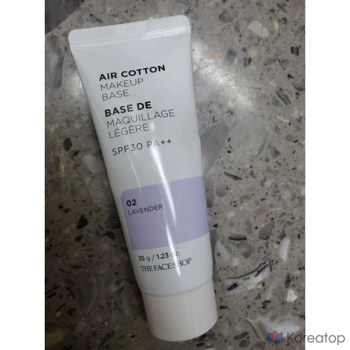 База под макияж The Face Shop Air Cotton Makeup Base, оттенок Lavender, 1 шт.