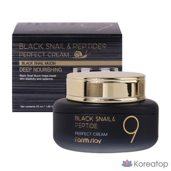 Крем FarmStay Black Snail &amp; Peptide 9 Perfect Cream, 55 мл, 1 шт.