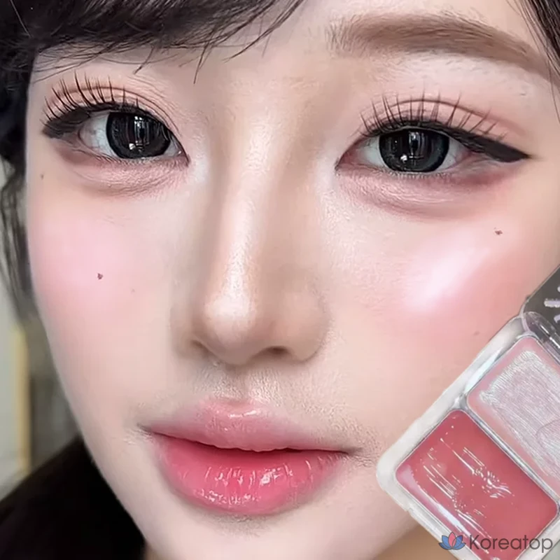 Voltouch Blush Cream Water Glow Dual Cheek Pact Blusher Water Glow Dual Cheek Pact Glass Skin Two-Tone Blusher Cheek Blusher Женские глянцевые румяна NAMING Pink Blusher, 1 шт., карамельный цвет, фото 2