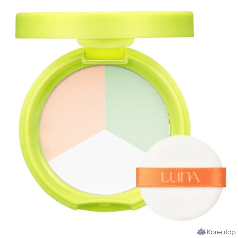 Luna Compy Tone Blur Pact, 9 г, 1 шт., персиковый + зеленый + белый (микс)