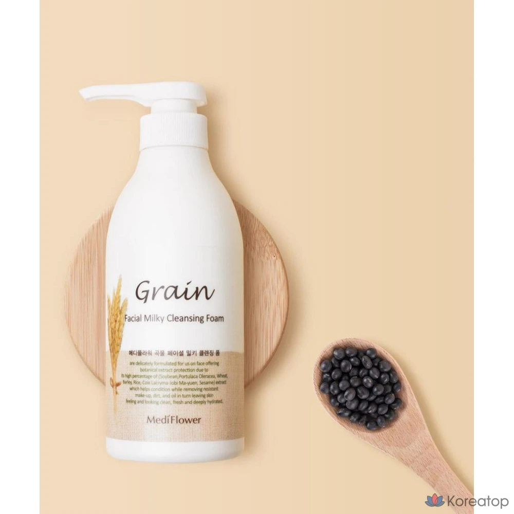 Очищающая пенка MediFlower Grain Facial Milky Cleansing Foam, 500 мл, 1 шт.