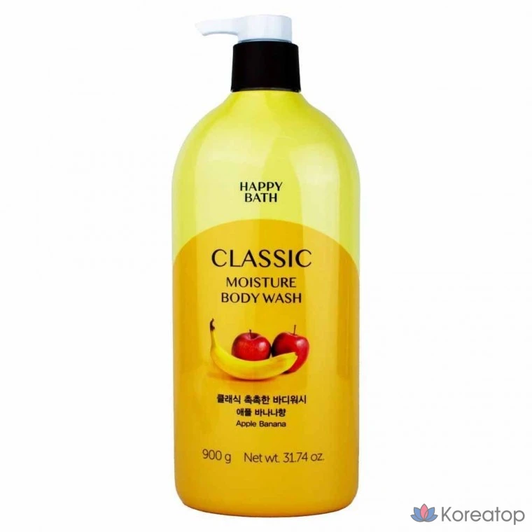 Увлажняющий гель для душа Happy Bath Classic с яблоком и бананом, 900 г, 1 шт.