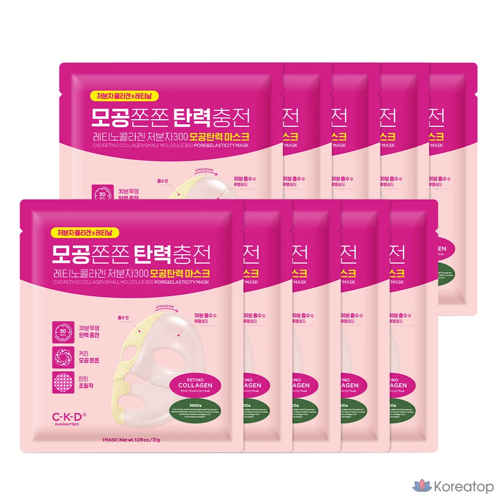 Тканевая маска для лица CKD Retino Collagen Low Molecular 300 Pore Elasticity Mask, 10 шт.