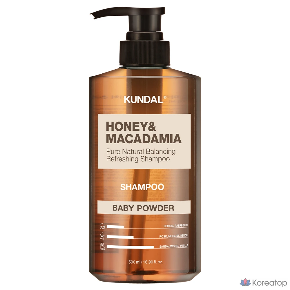 Шампунь Kundal Honey & Macadamia Nature с ароматом детской присыпки, 1,458 л, 1 шт.