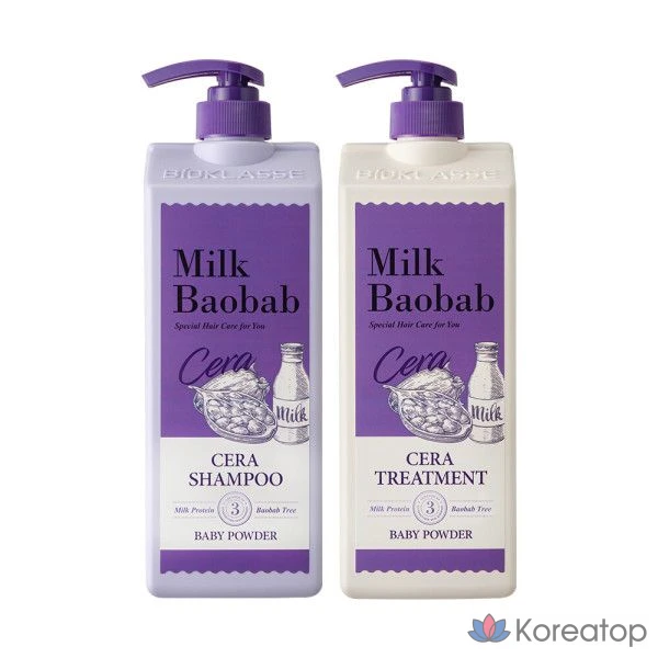 Шампунь Milk Baobab Cera + средство для ухода Cera, 1200 мл, детская присыпка, 1 комплект, 1,2 л