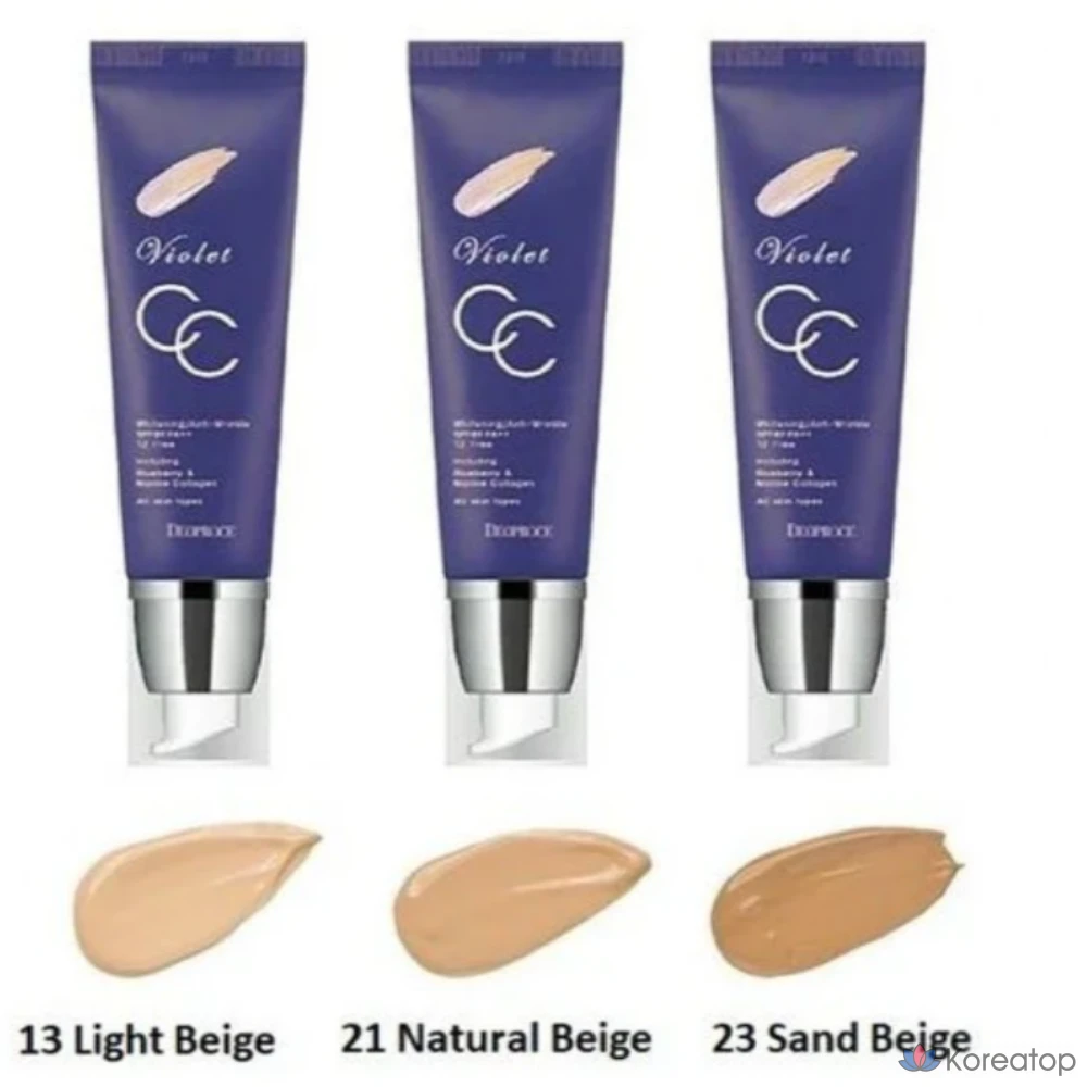 CC-крем Deoproce Violet CC Cream SPF50+ PA+++, оттенок 13 Light Beige, 50 г, 1 шт., фото 2