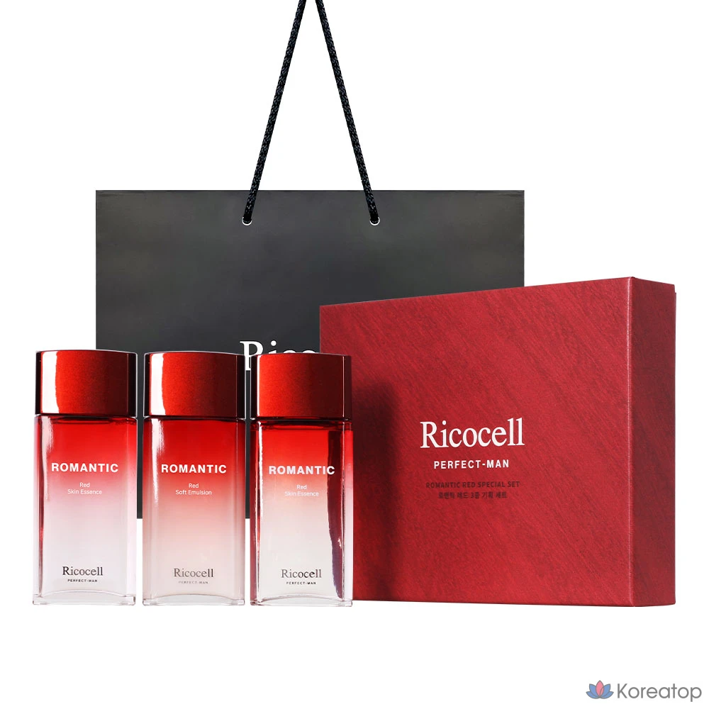 Ricocell Perfect Man Romantic Red, набор из 3 предметов, мужской лосьон для лица 150 мл, отбеливающий, разглаживающий морщины, 2 комплекта