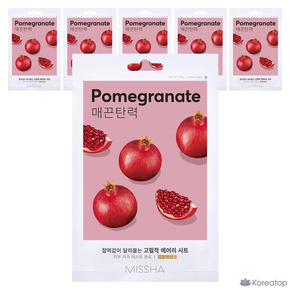 Тканевые маски Missha Airy Close-Fit с гранатом, 1 упаковка, 6 упаковок