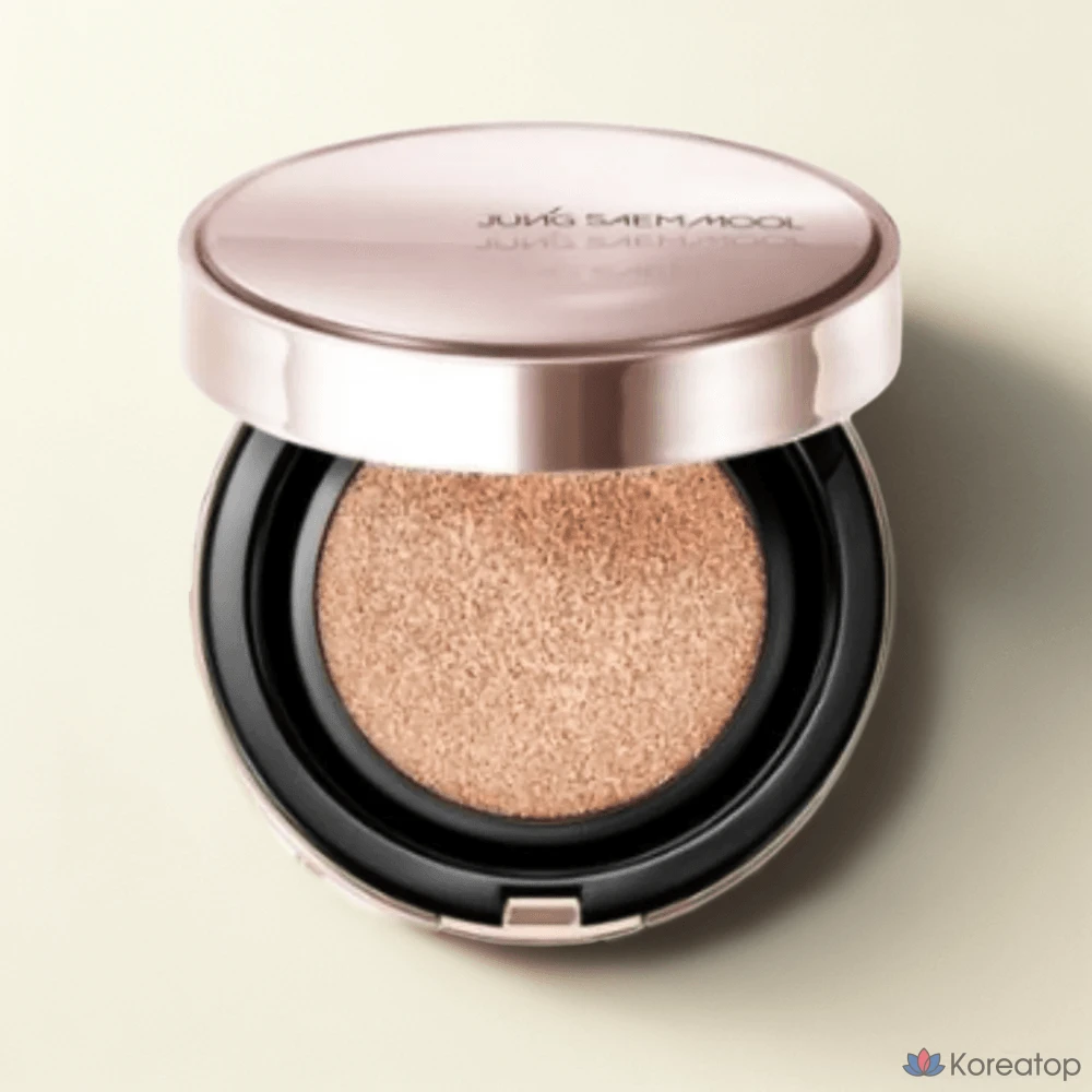 Тональный крем-кушон Jung Saem Mool Masterclass Radiant Cushion (основной продукт + сменный блок 15 г, крем № 0, увлажняющий, с плотным покрытием), 1 шт.