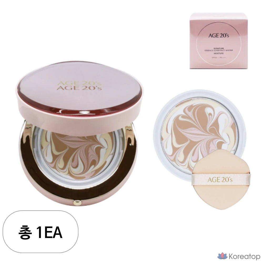 Увлажняющая пудра Age 20's Signature Essence Cover Pact в футляре + сменный блок 2 шт., 14 г, № 21, светло-бежевый, 1 шт.