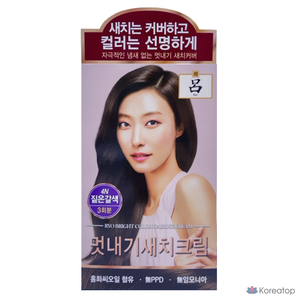 Краска для волос Ryo Ua Chae, кремовый оттенок 4N, темно-коричневый, 1 шт.