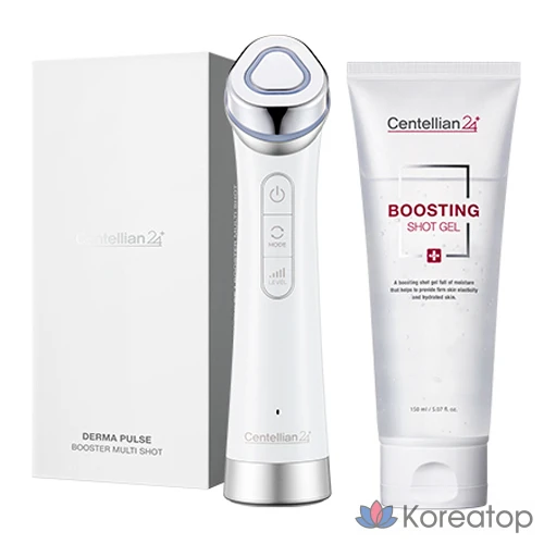 Centellian24 Derma Pulse Booster Multi-Shot Skin Massager + Boosting Shot Gel 250ml DKPC24-1, Silver (Multi-Shot) + White (Boosting Shot Gel)