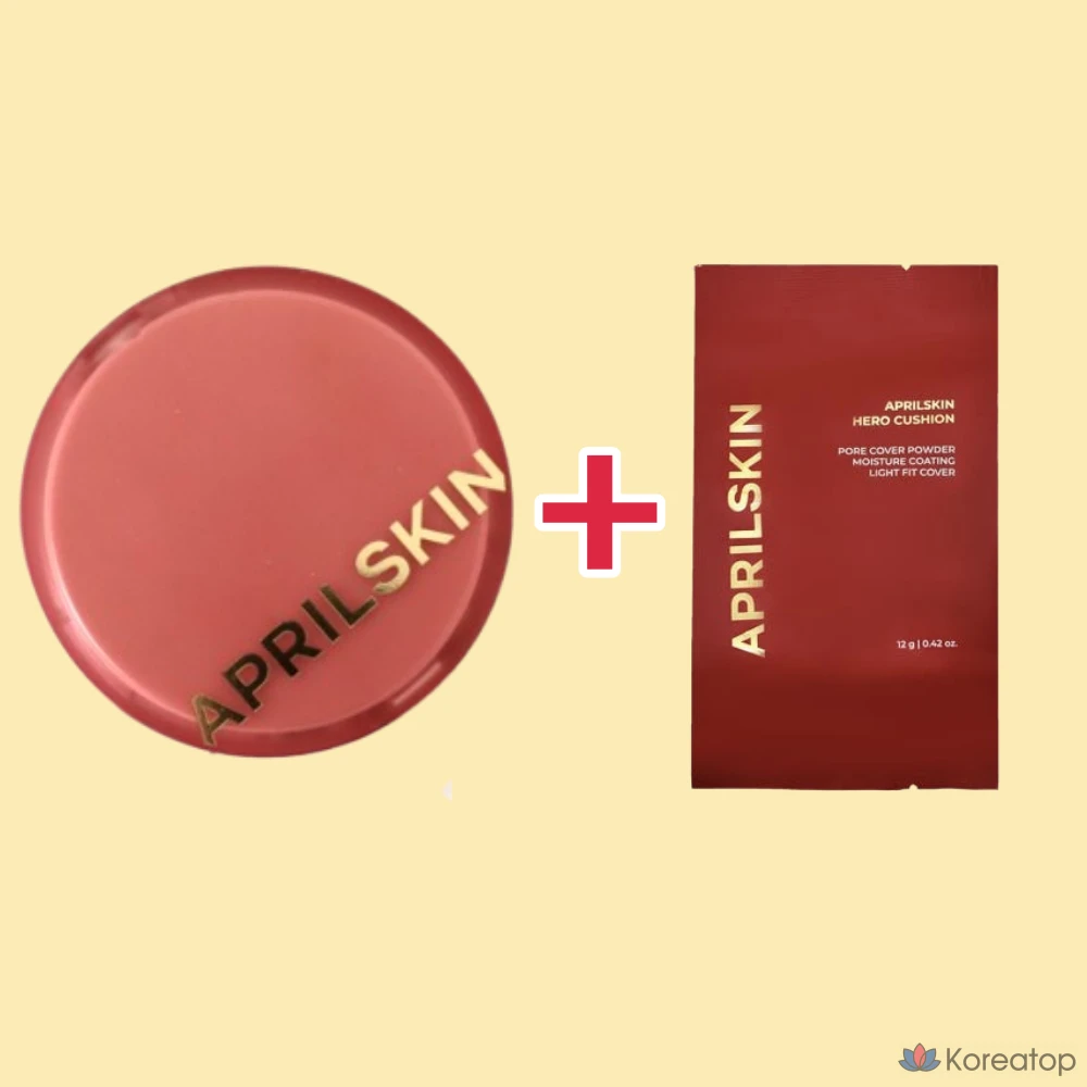 April Skin Hero Cushion Основной продукт + сменный блок APRILSKIN UV Protection Pore Cover Cushion, № 23 Натуральный бежевый, 1 шт.