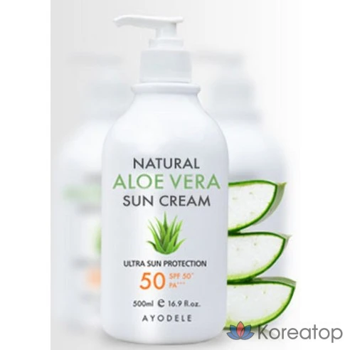 Солнцезащитный крем AYODELE с натуральным алоэ вера SPF50+ PA+++, 500 мл, фото 2
