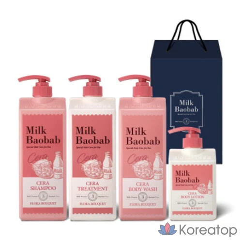 Набор для ухода за волосами и телом Milk Baobab из 4 предметов (букет «Флора»), 1 шт.