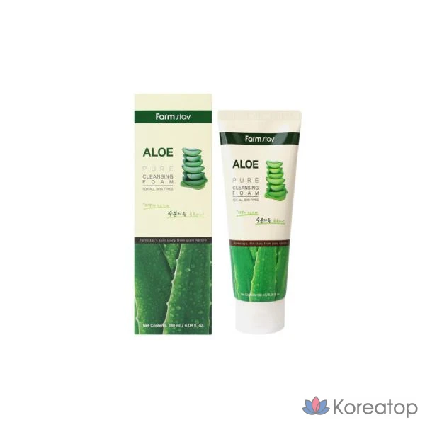 Очищающая пенка FarmStay Pure с алоэ вера, 180 мл