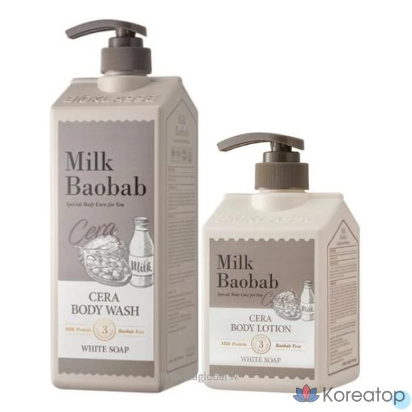 Набор геля для душа и лосьона для тела Milk Baobab, белое мыло 1,2 л, 2 упаковки, 1 шт.