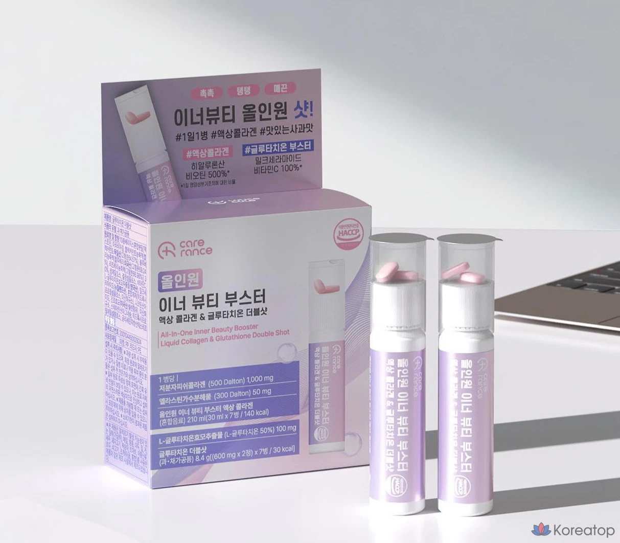 Carrance All-in-One Inner Beauty Booster Liquid Collagen & Glutathione Double Shot, 1 шт., 7 порций, фото 2