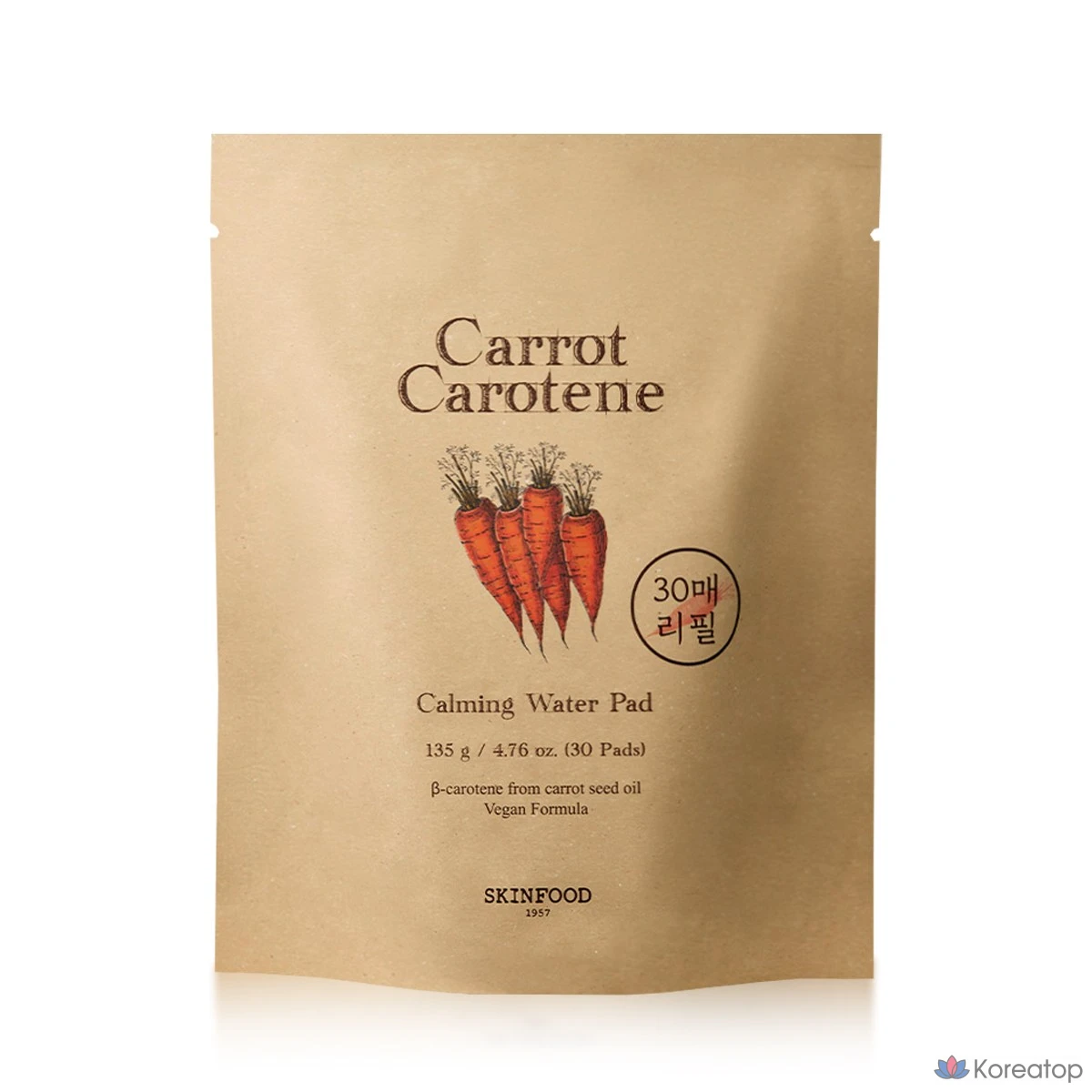 Skinfood Морковные успокаивающие водорастворимые подушечки с каротином, сменные листы, 30 листов, 1 упаковка
