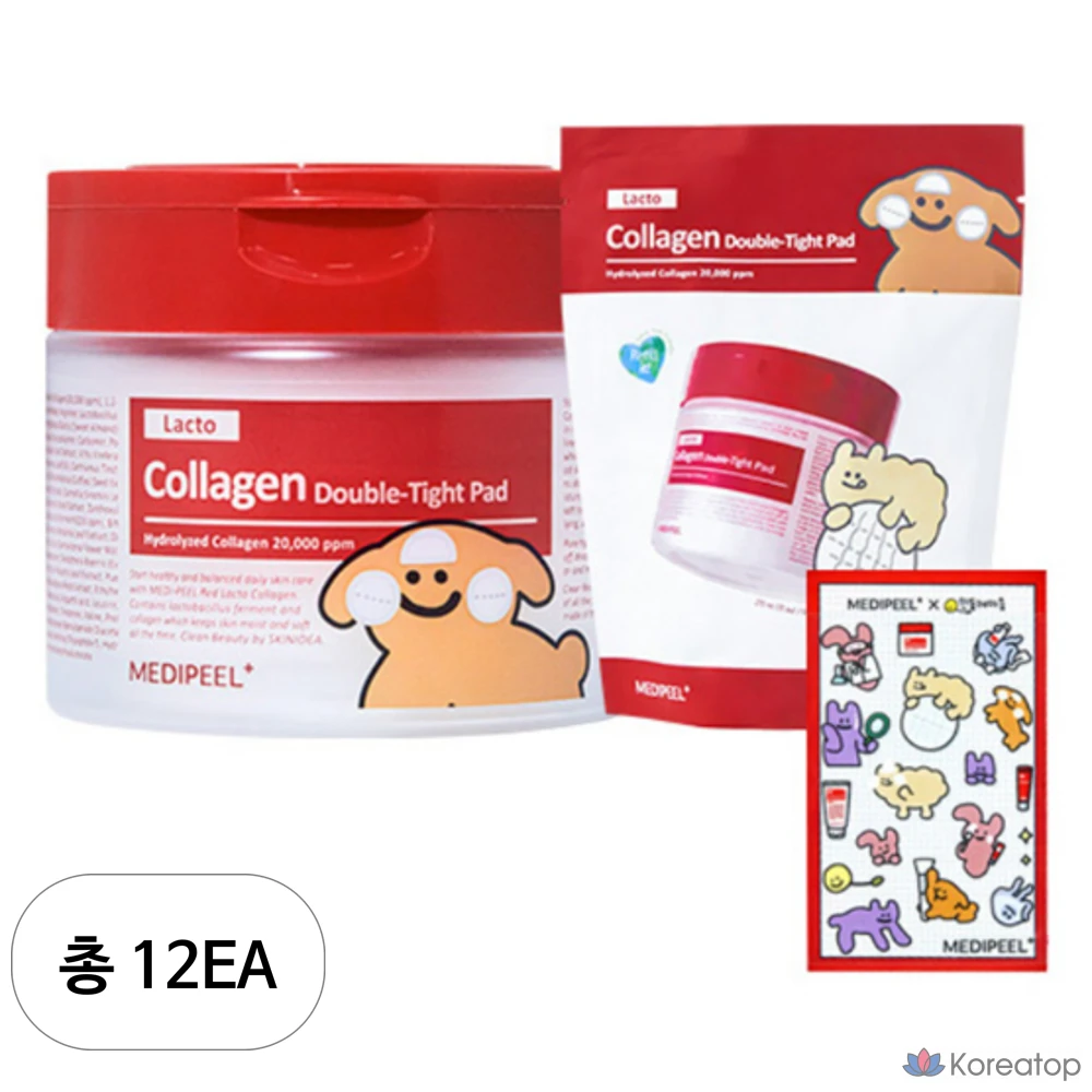 Набор двойных гигиенических подушечек Medi-Peel Dandelion Heart Red Lacto Collagen Double Tight Pads, 140 листов, 12 комплектов.