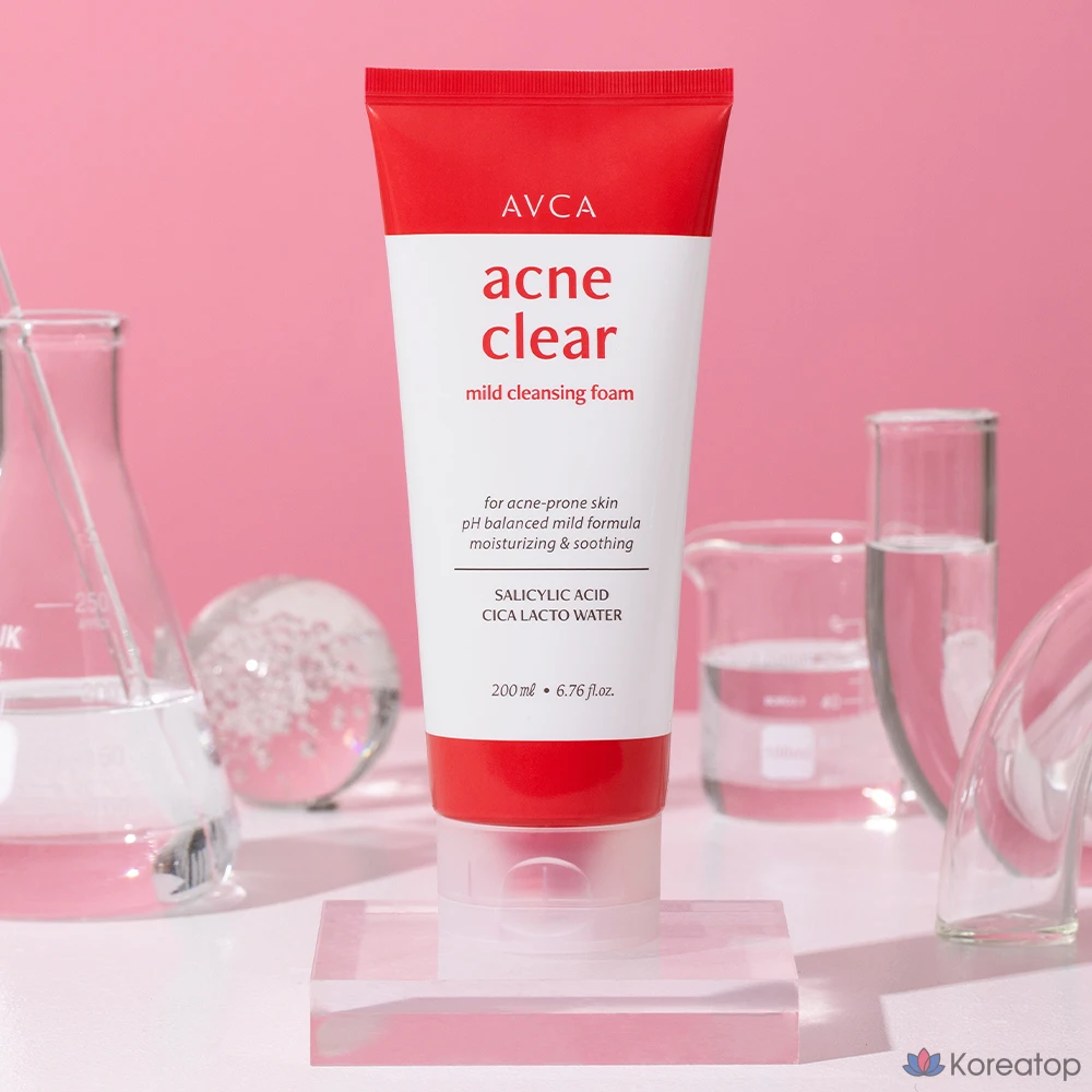 AVCA Прозрачная очищающая пенка от прыщей, 200 мл, 1 шт.