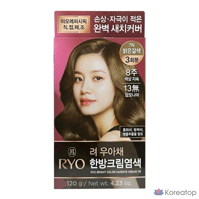 Крем-краска для волос Ryo Woochae Hanbang, оттенок 7N, 1 шт.