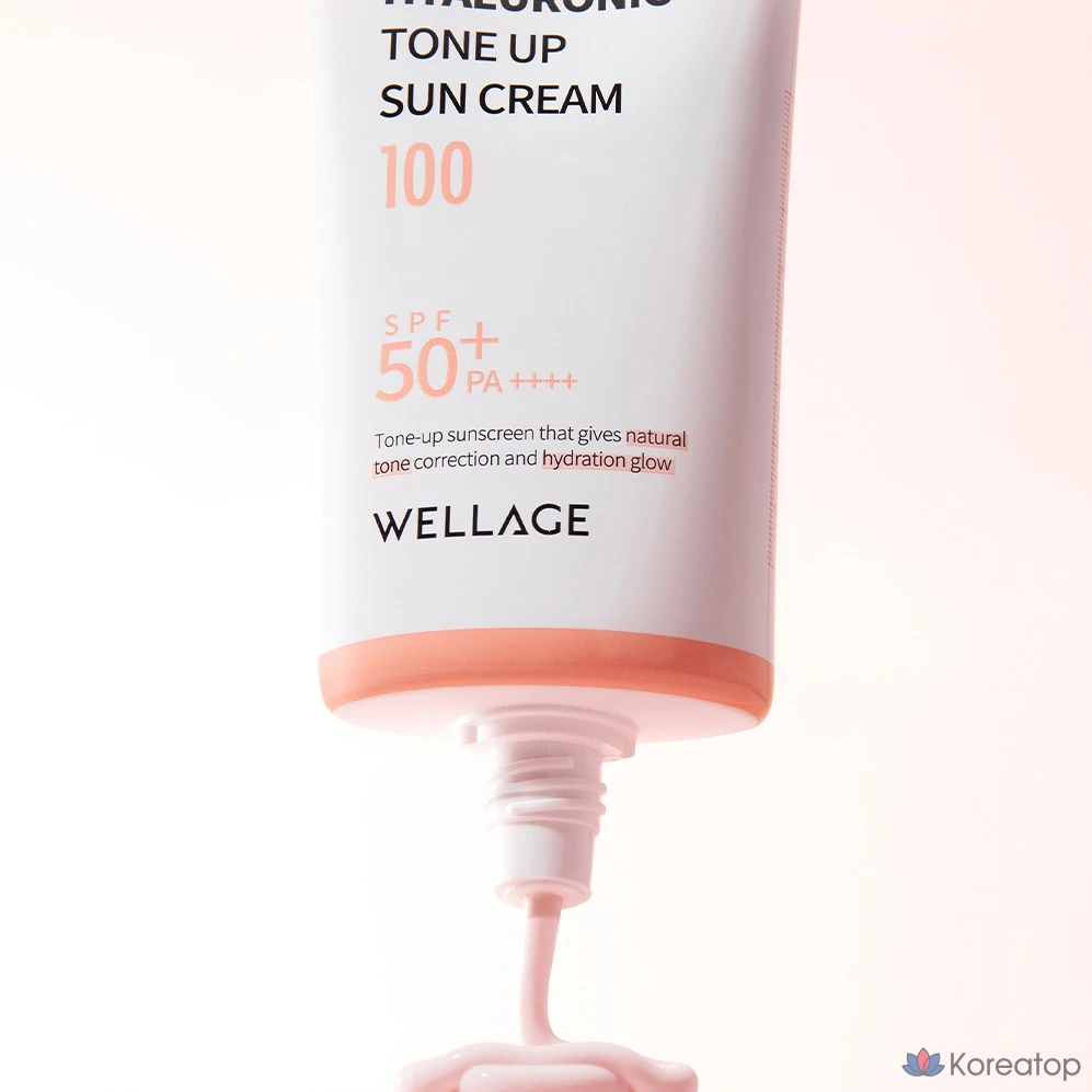 Солнцезащитный крем WELLAGE Real Hyaluronic Tone-Up Sunscreen SPF50+ PA++++, 50 мл, 1 шт.