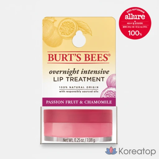 Бальзам для губ Etude House Burt’s Bees Overnight Intensive Lip Treatment, оттенок Passion Fruit & Chamomile, 7.08 г, 1 шт.