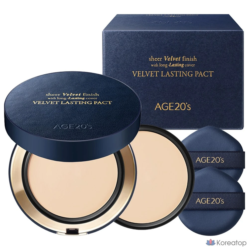 Age 20's Velvet Lasting Pact 14 г + сменный блок 14 г, № 21, светло-бежевый, 1 шт.