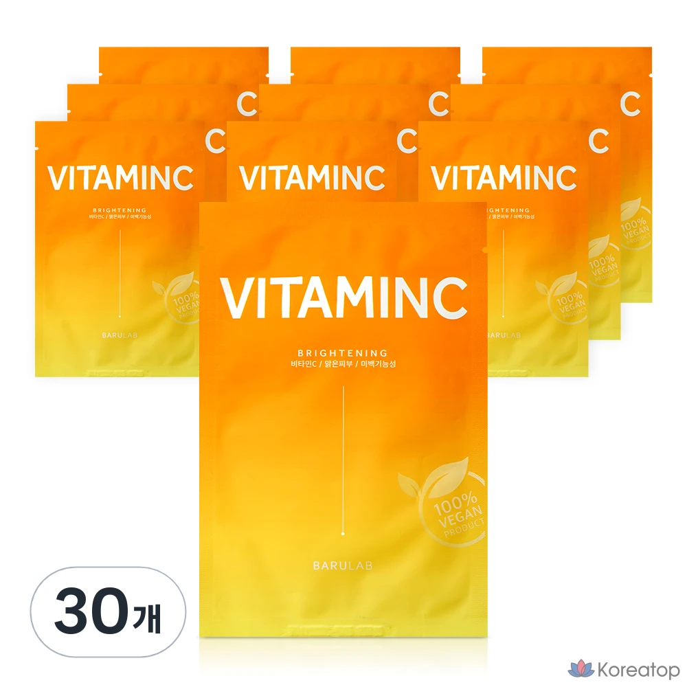 Маска для лица Baru Lab The Clean Vegan Mask Pack Skin Tone-Up с витамином С, 1 упаковка, 30 листов.