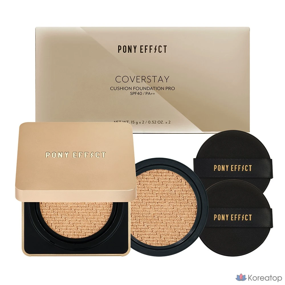Тональный крем-кушон Pony Effect Coverstay Cushion Foundation PRO 15 г + сменный блок 15 г, натуральный цвет слоновой кости, 1 шт.