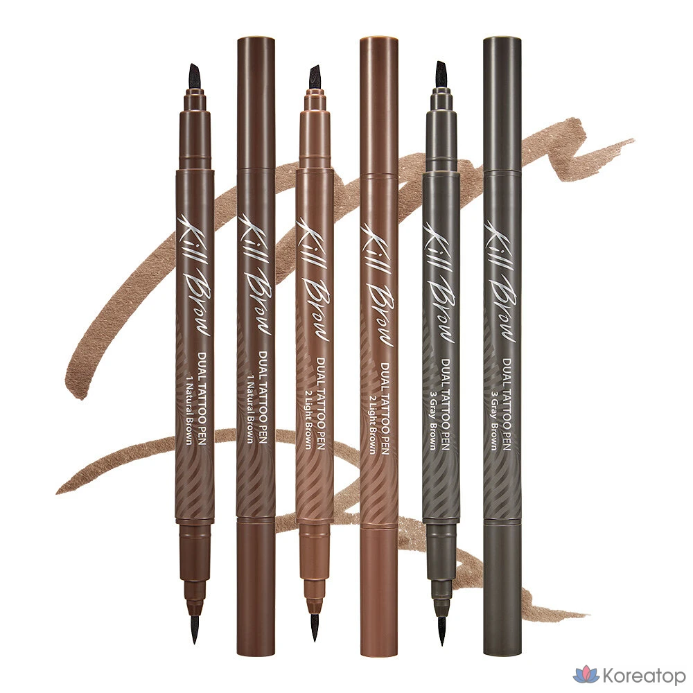 Карандаш для бровей Clio Kill Brow Dual Tattoo Pen Set (Pen + Remover Pen), оттенок 001 Natural Brown
