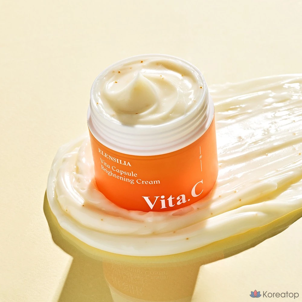 Elensilia Витамин С в капсулах Vita Capsule: осветляющий, отбеливающий крем от веснушек, крем от пятен, крем для выравнивания тона кожи, крем для кожи с веснушками, увлажняющий крем, улучшающий тон кожи, придающий сияние и эластичность, крем от веснушек и шрамов, 1 шт., 50 мл