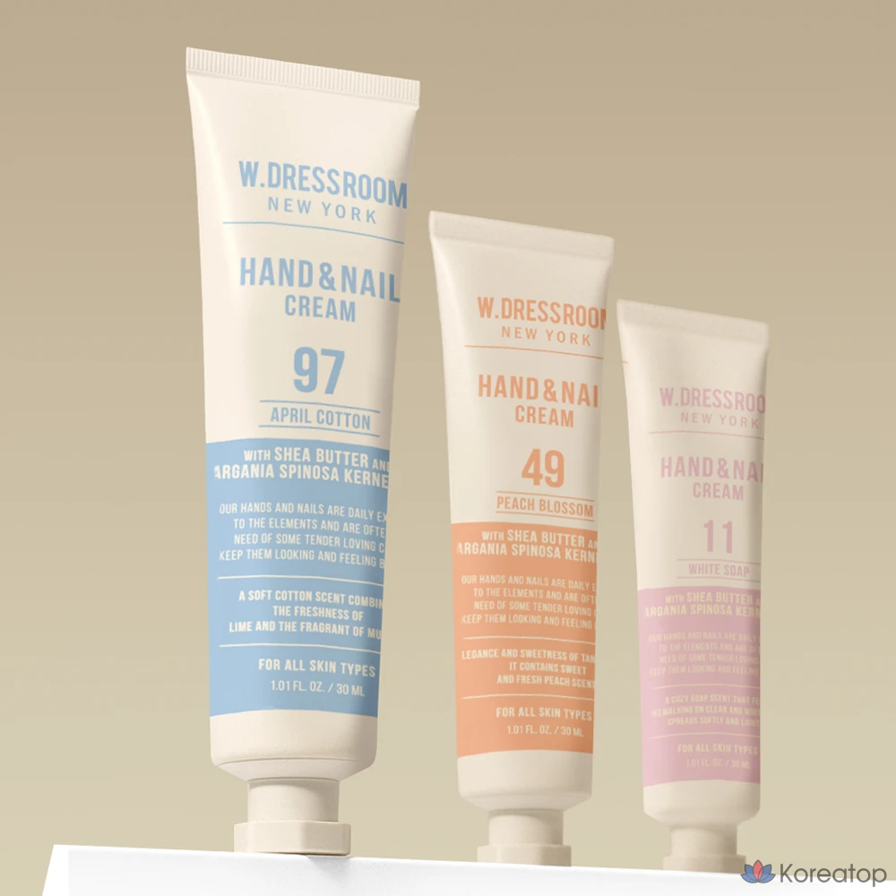 Парфюмерный крем для рук и ногтей W.Dressroom (белое мыло + апрельский хлопок + персиковый цветок, 1 шт.)