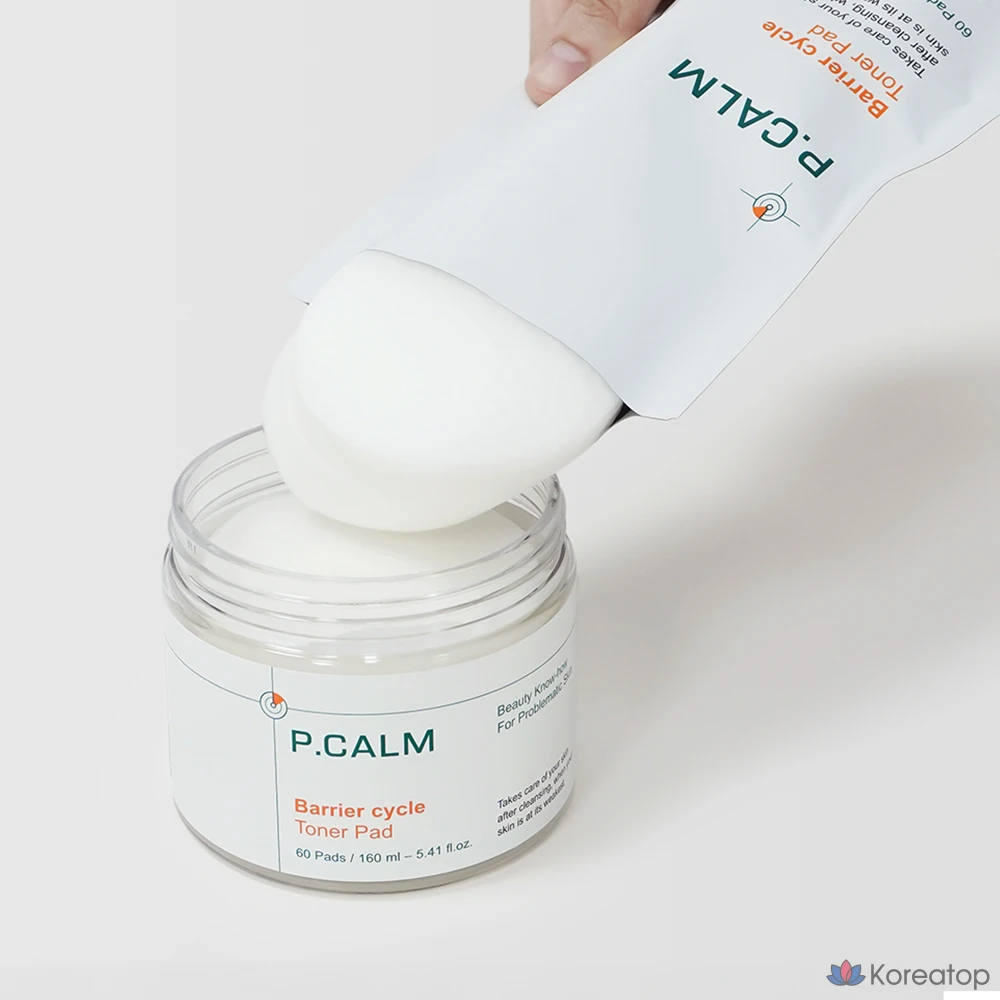 Сменный набор тонизирующих подушечек для лица P.CALM Barrier Cycle, 1 упаковка, 60 листов.