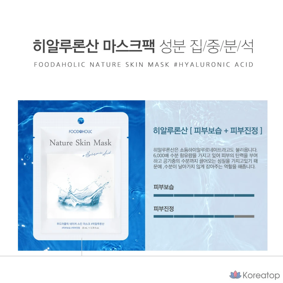 Маска для лица Food Aholic Nature Skin с гиалуроновой кислотой, 10 листов, упаковка из 60 штук.